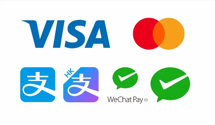 Credit Card Alipay Visa Master WeChat Pay Hong Kong China